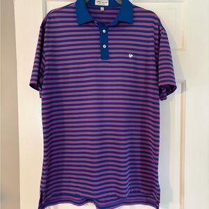 Peter Millar Summer Comfort College Stripe Stripe Navy & Magenta Polo Shirt